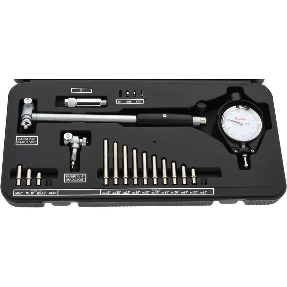 SPI 12-191-3 Dial Bore Gage Set: 15 Anvils, 1.4 inch to 6 inch Measurement Range
