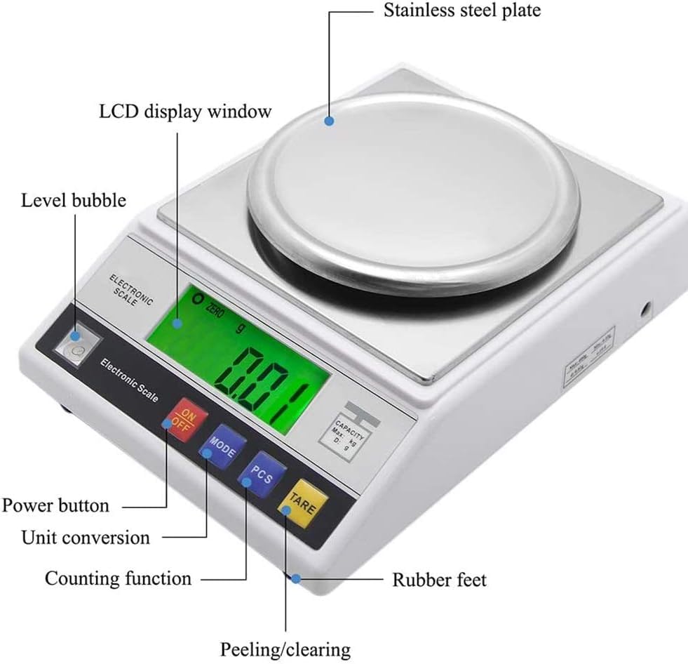 Digital Analytical Balance, High-Precision Electronic Balance, 0.01g Accuracy Digital Scale with Windshield, 13 Unit Conversion, for Lab, Pharmacy, Jewelry Store, Chemical Plant (600g/0.01g)