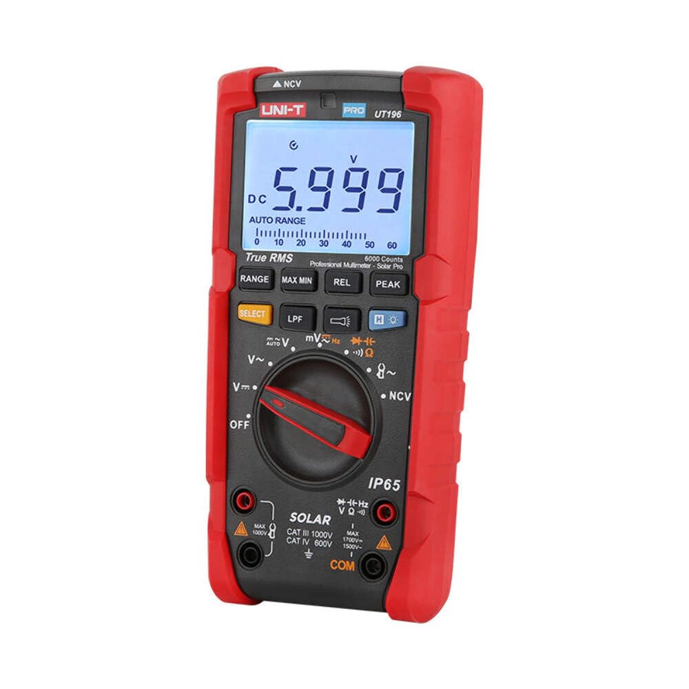 UNI-T UT196 True RMS Solar Digital multimeter for Solar Power System Maintenance 1700V DC /1500V AC, 3000A IP65 2m Drop