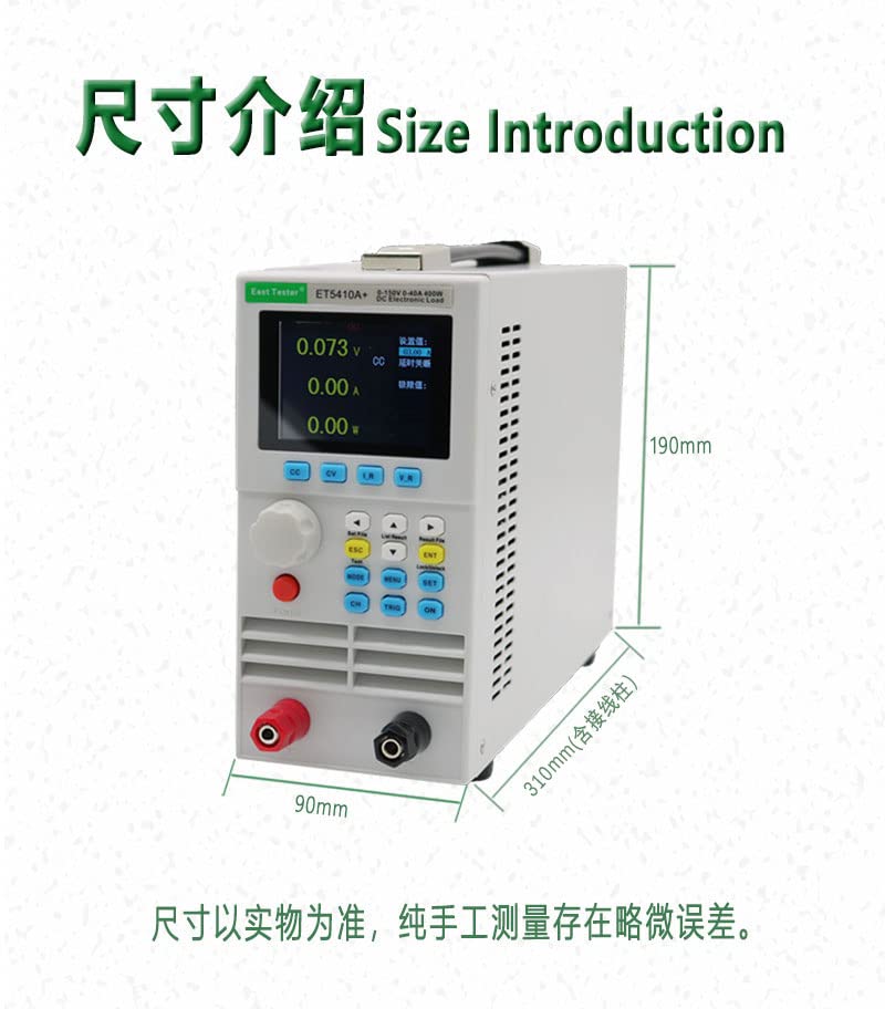 ET5410A+ Programmable DC Electronic Load Battery Tester - 400W 40A 150V Battery & Power Supply Tester with CC/CV/CR/CP Mode, LCD Display, USB Support SCPI