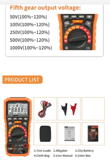 PM1508 High Precision 100GOhm Insulation Resistance Measurement Zero and LOCKfunction Meter Insulation resistanceTester
