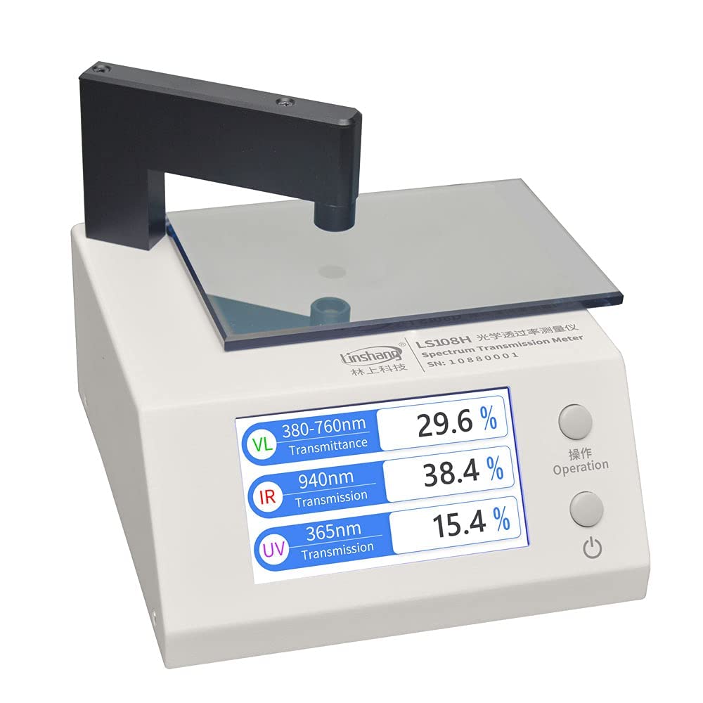 Spectrum Transmission Meter UV IR Light Transmittance Meter Tester Film Glass Window Tint with UV 365nm Visible Light 550nm IR 940nm