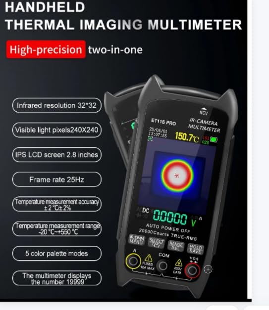 ET11SPRO 2.8-inch ThermalImager 19999Counts MultimeterCamera -20~550℃ Measurement