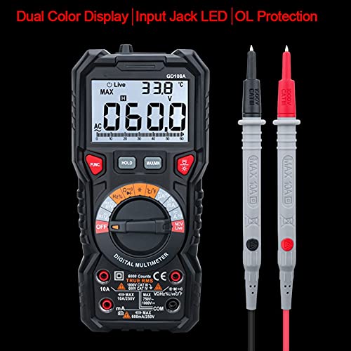 Professional Digital Multimeter RMS Auto Range 6000 Counts Live Voltage Temperature Meter