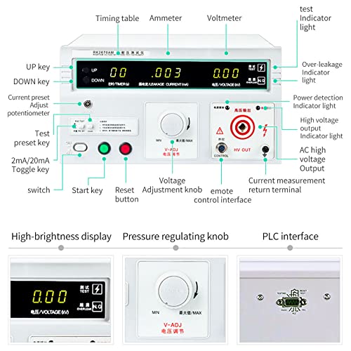 5KV High Voltage Insulation Tester, LED Display AC Hi-Pot Tester for Electrical Safety, Reliable Insulation Resistance Testing Tool