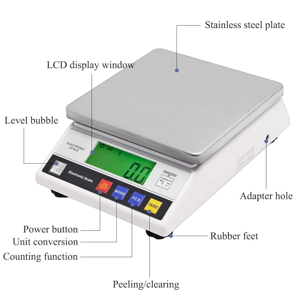 Scientific Scale High Precision Scale 10kg 0.1g Digital Accurate Electronic Balance Lab Scale Laboratory Industrial Scale Weighing and Counting Scale(Size:5kg)