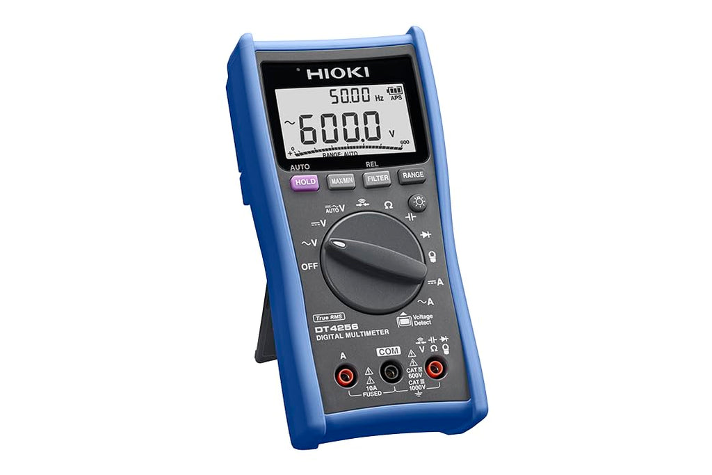 True RMS Digital Multimeter (Range: 40Hz–1kHz AC) 6000 Count AC/DC Voltage Current Ohm Continuity Tester for Electricians, Industrial & Field Use | Model: Hioki DT-4256