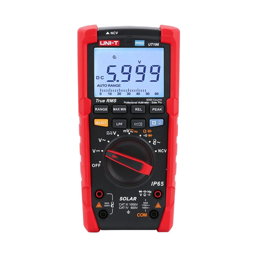 UNI-T UT196 True RMS Solar Digital multimeter for Solar Power System Maintenance 1700V DC /1500V AC, 3000A IP65 2m Drop