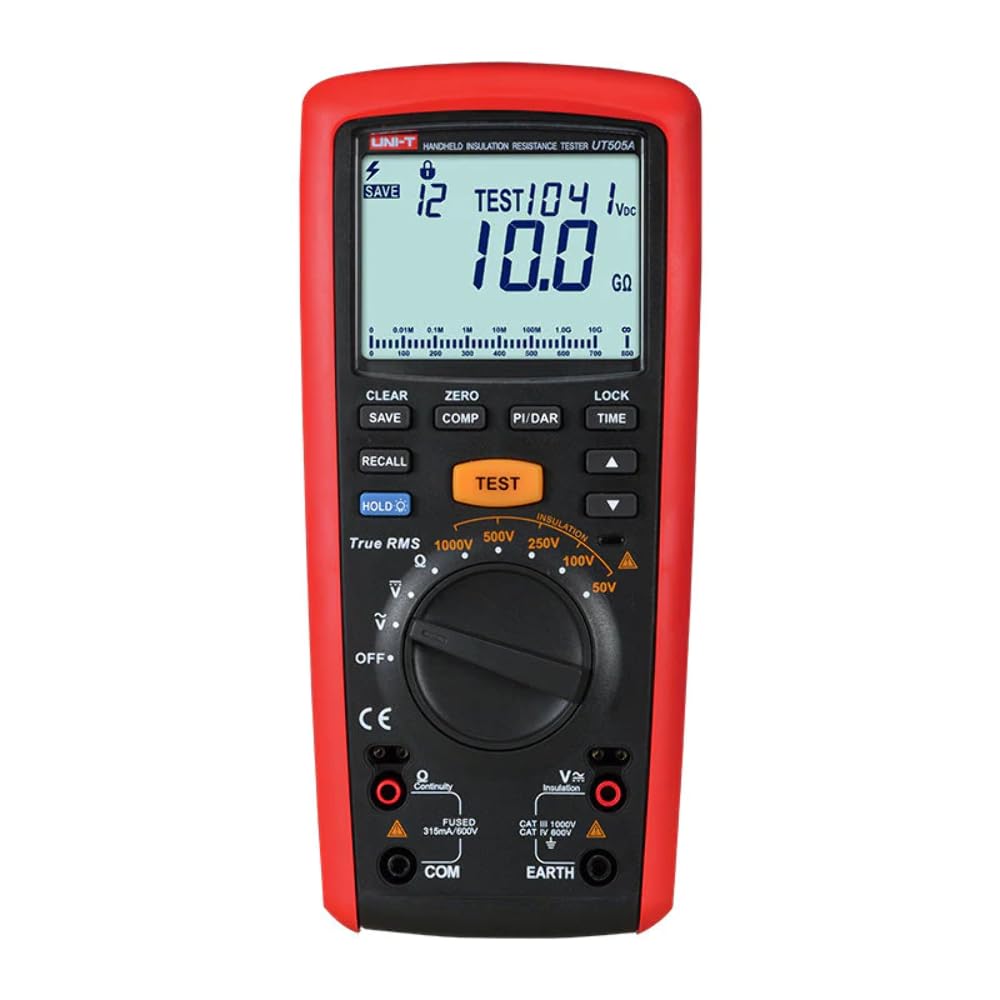 UNI-T UT505A/UT505B /True RMS Handheld Insulation Resistance Tester Display Count 6000 Insulation Resistance, PI, DAR CE RoHS 600 CAT IV (UT505A)