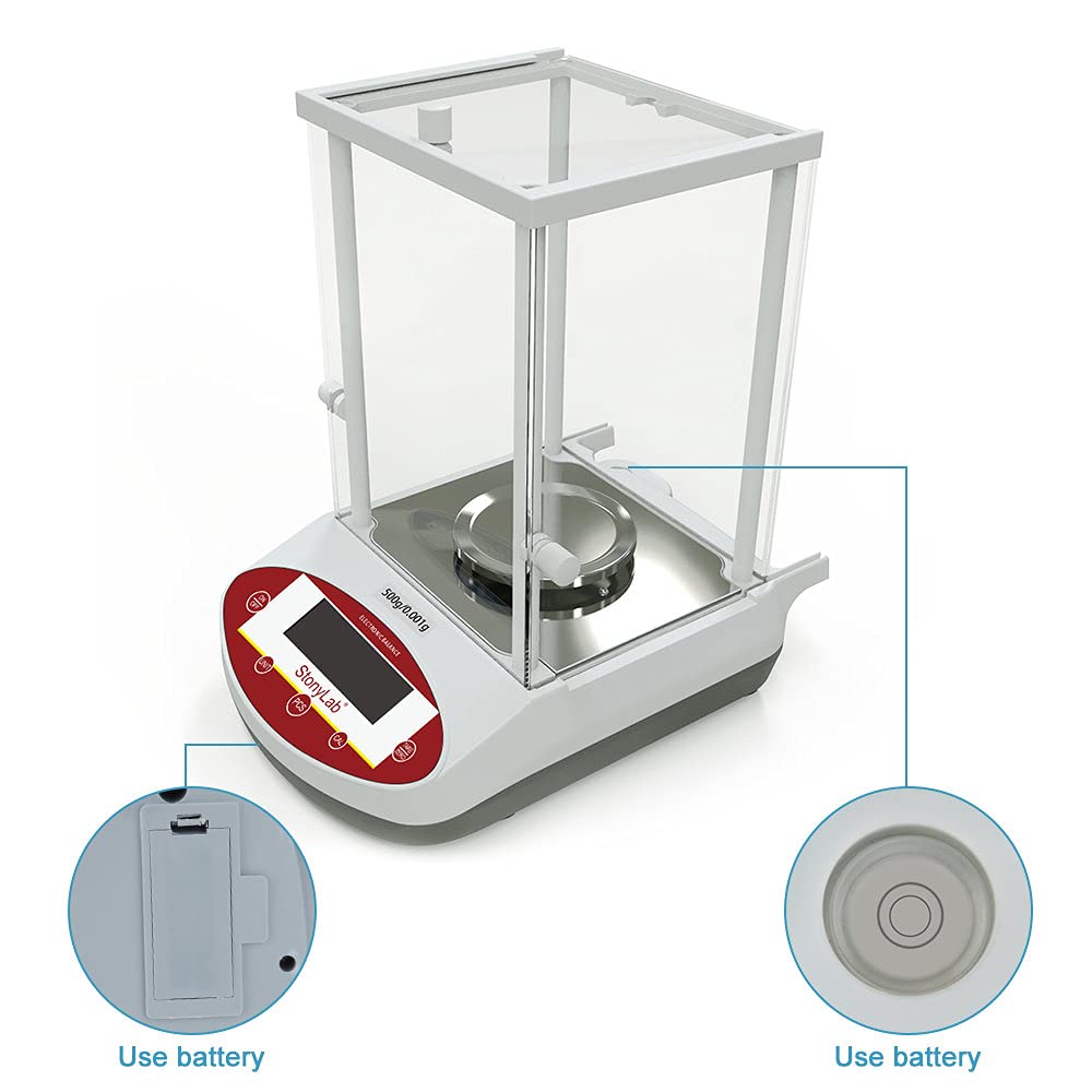 stonylab Precision Analytical Balance, 500g x 0.001g (1mg) Laboratory Electronic Scale High Accuracy Analytical Balance Jewelry Scale with Shield and LED Display, 110V