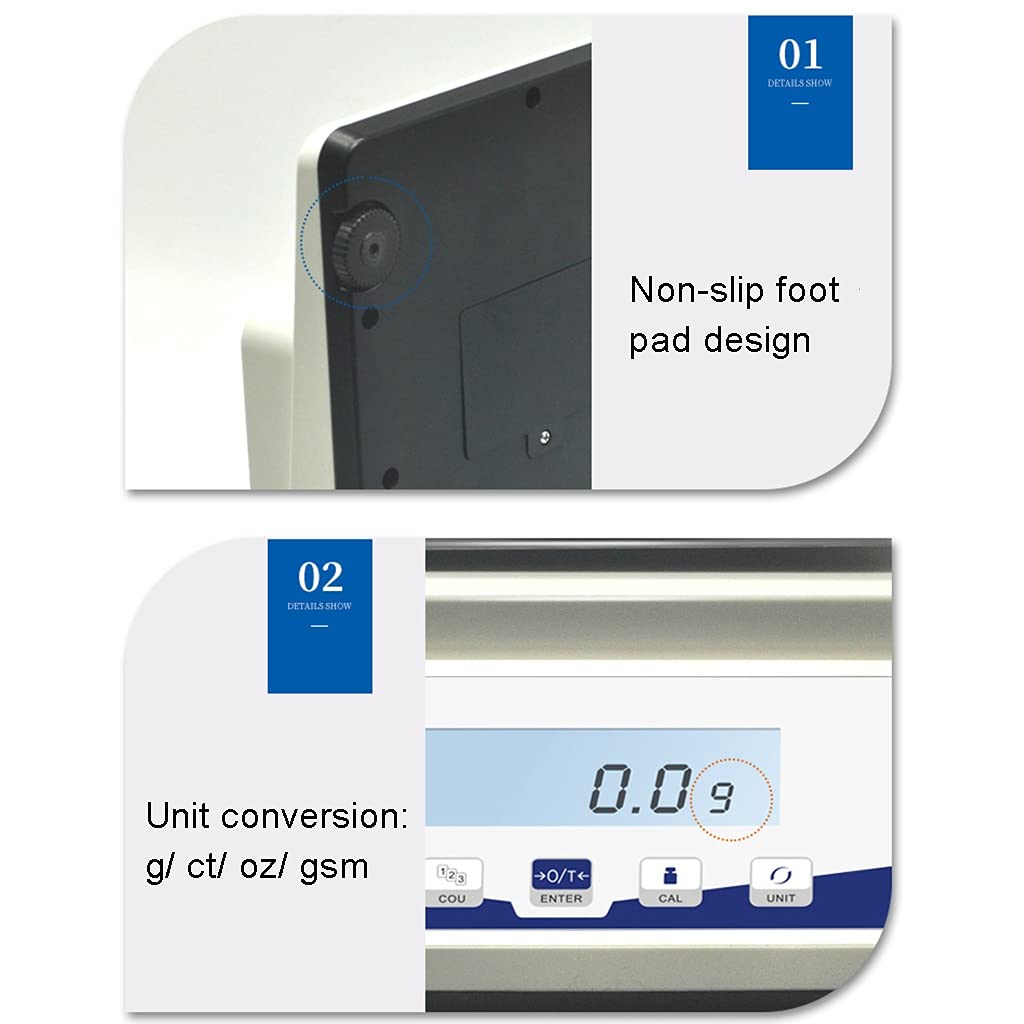 Counting Scale Lab Analytical Precision Balance 0.1 Gram Electronic Jewelry Kitchen Weighing AC/DC Adapter (5100g/0.1g) ()