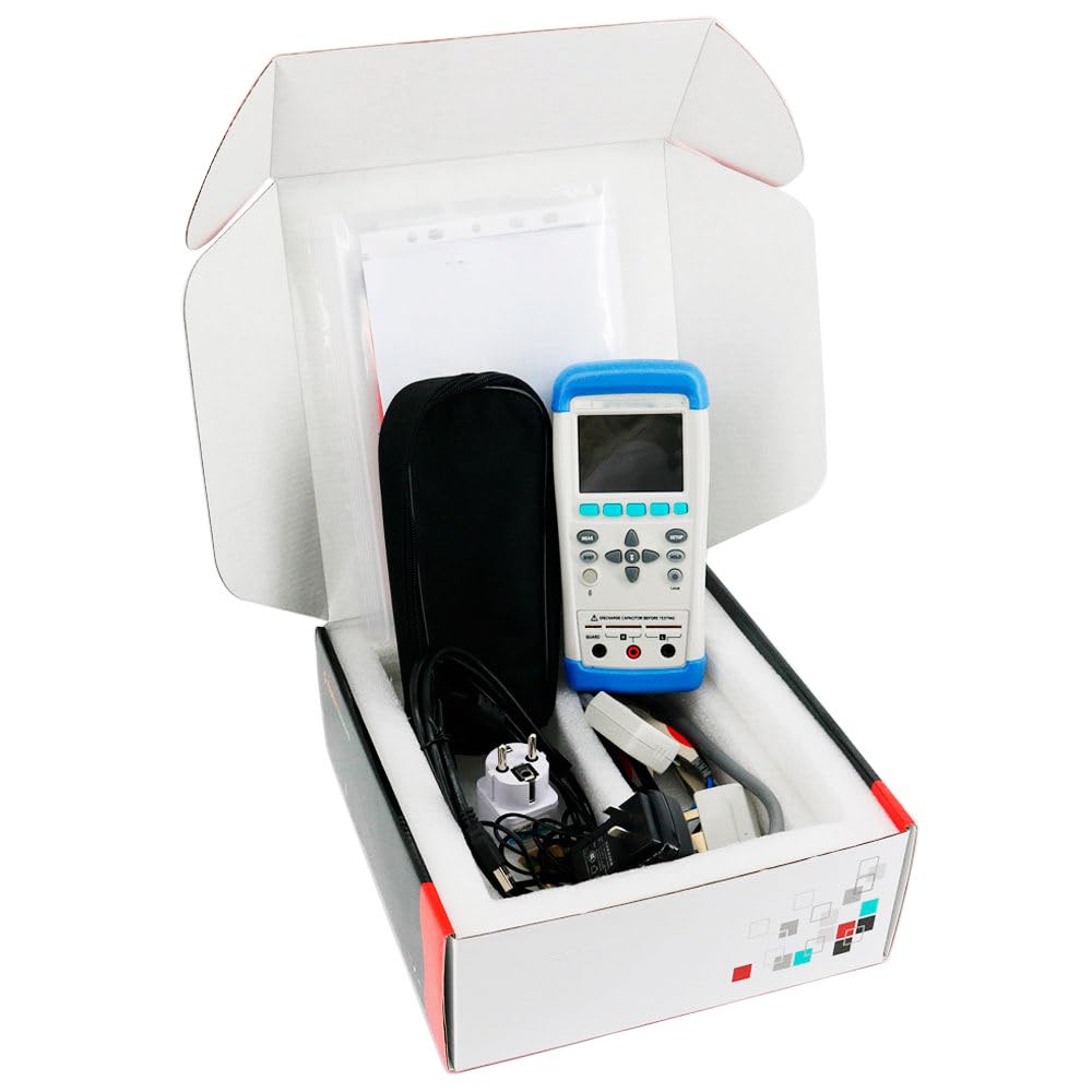 USB LCR Meter Tester Touchscreen Electric Bridge for Inductance Resistance Capacitance Measurement with Frequency 100Hz 120Hz 1kHz 10kHz 100kHz USB Storage Files Internal Trigger Mode