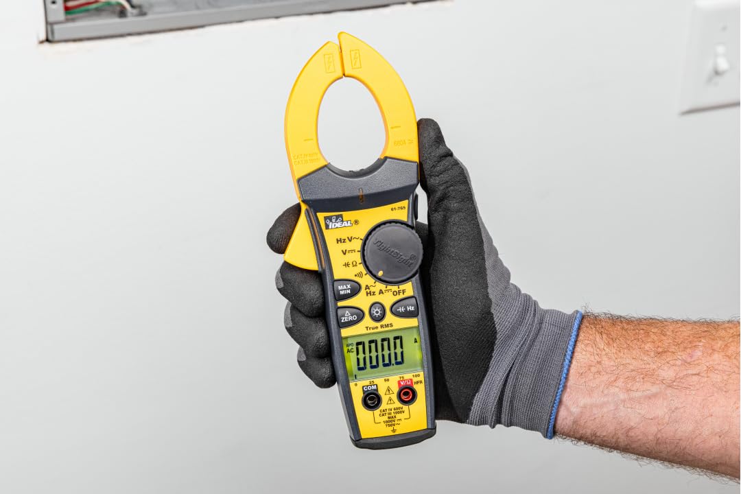 IDEAL INDUSTRIES INC. 61-765 660 Amp TightSight Clamp Meter AC/DC with TRMS, True RMS Current and Voltage, CATIII for 1000V, CATIV for 600V, Yellow