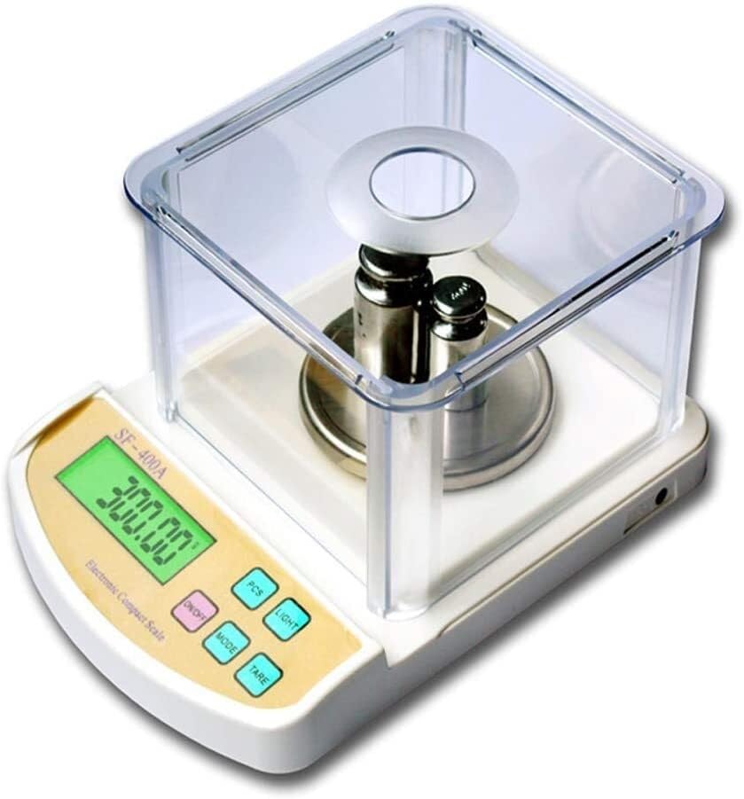 Digital Electronic Jewelry Scale Precision 0.01g Lab Balance Weight Scales with Windshield Multifunctional Measuring Scales，500g/0.01g (Power)