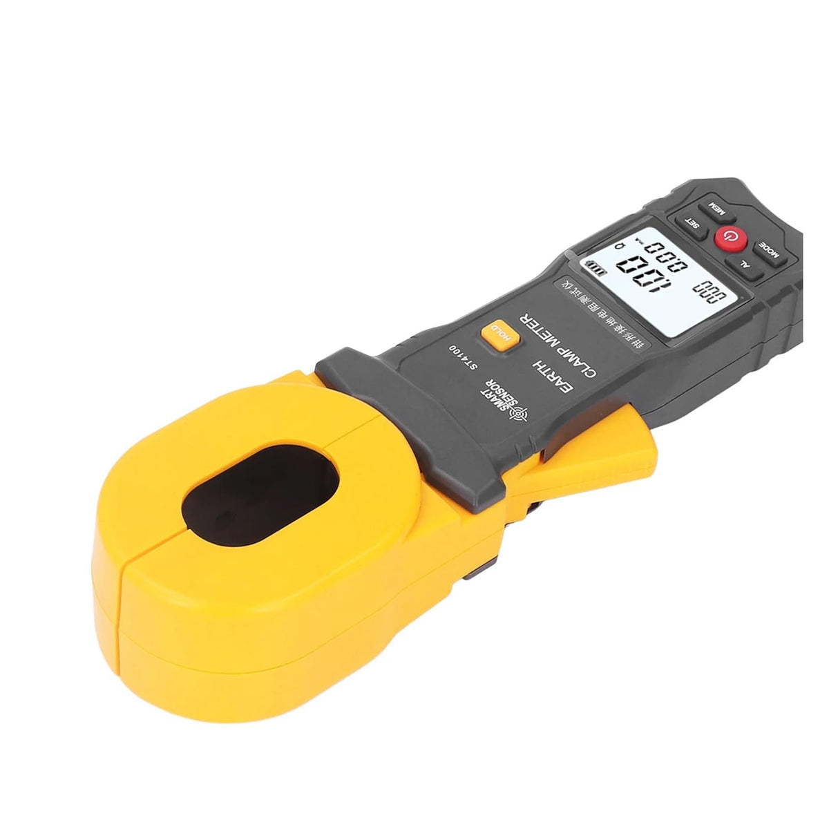 Resistance Meter, ST4100 Digital LCD Clamp Ground Resistance Meter Ground Earth Resistance Meter Tester Resistance Range 0.010~500Ω Data Storage