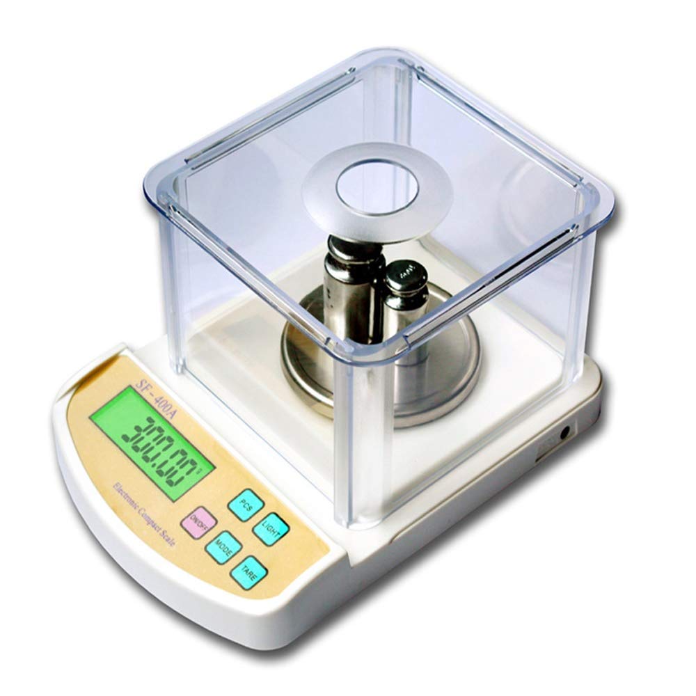 Digital Electronic Jewelry Scale Precision 0.01G Lab Balance Weight Scales with Windshield Multifunctional Measuring Scales,300g/0.01g
