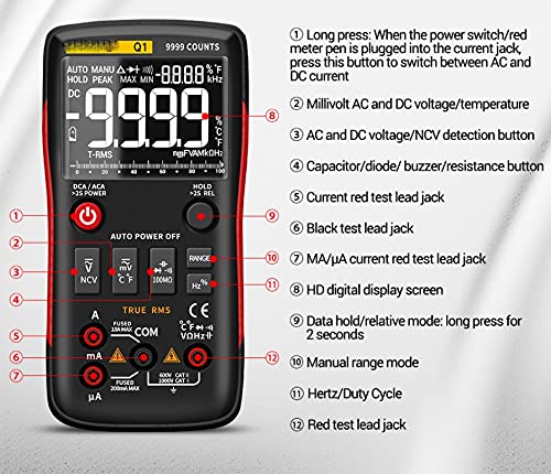 Digital Multimeter Analog Tester True RMS Professional Multimetro Transistor Capacitor Testers Meter
