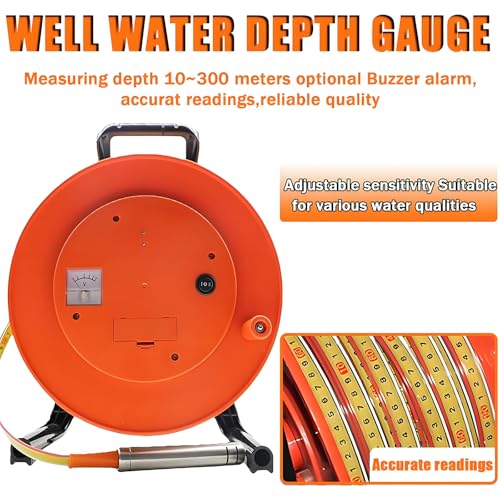 Stainless Steel Well Water Level Meter Sensor, Accurate Depth Gauge for 10-300m Wells & Garden Ponds, Durable Groundwater Probe for Reliable Measurements