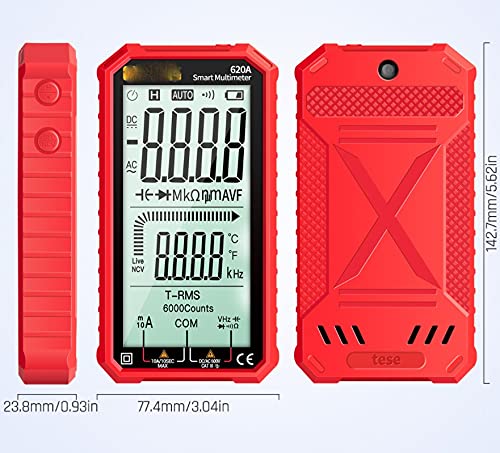 True-RMS Auto-Ranging Digital Multimeter with Amp Volt Ohm Capacitance Continuity Temperature Frequency Diode Tests