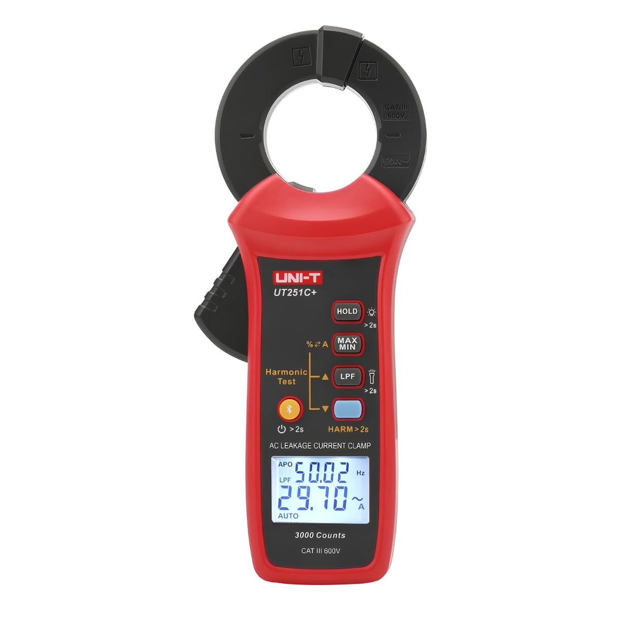 UNI-T UT251C+ Digital AC Leakage Current clamp Meter,1uA Resolution,3mA-60A,Φ1.5inch/40mm,3000 Counts Micro Current Tester AC Leak Current Pliers,with Bluetooth LPF Measure Harmonic Test
