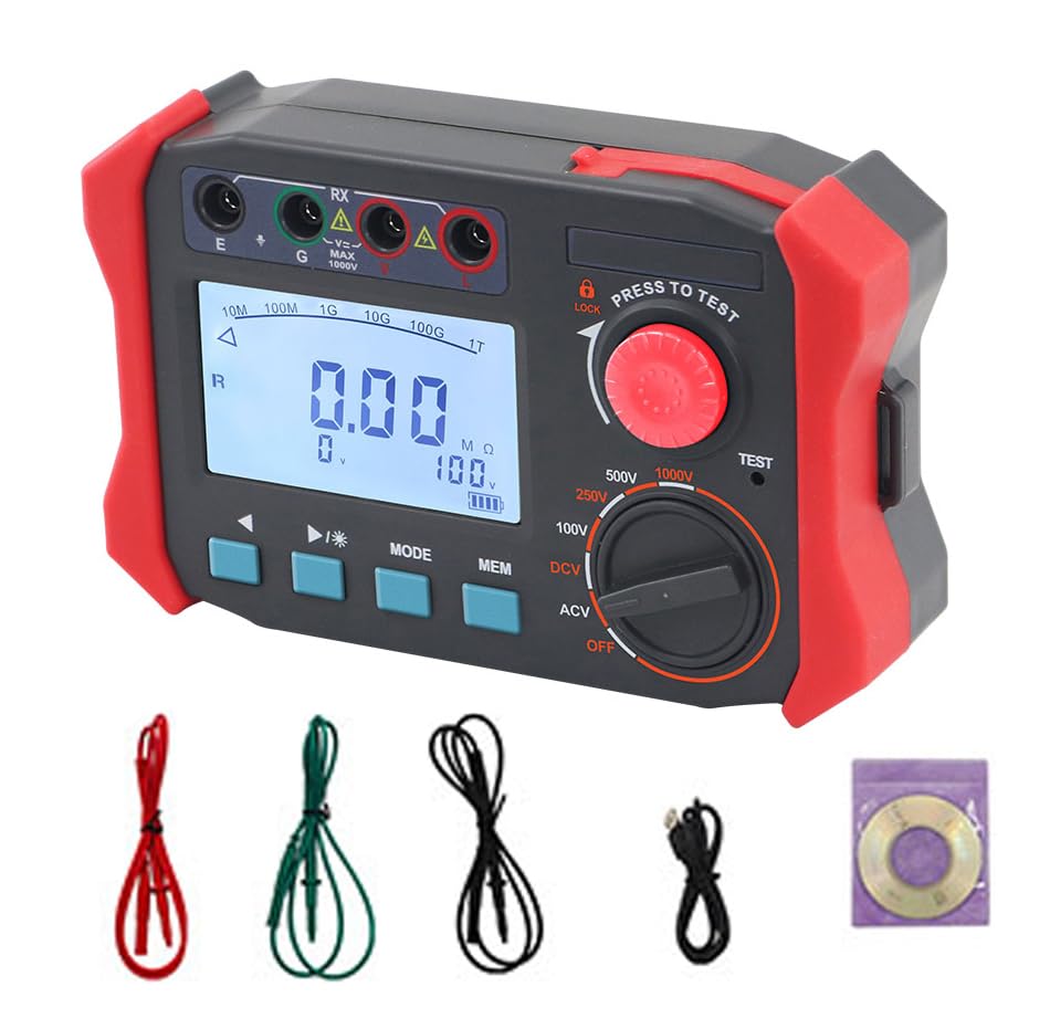 2500V Insulation Resistance Tester Meter for Measuring The Resistance Value of Various Insulating Materials and The Insulation Resistance of Transformers,Motors,Cables and Electrical Equipment