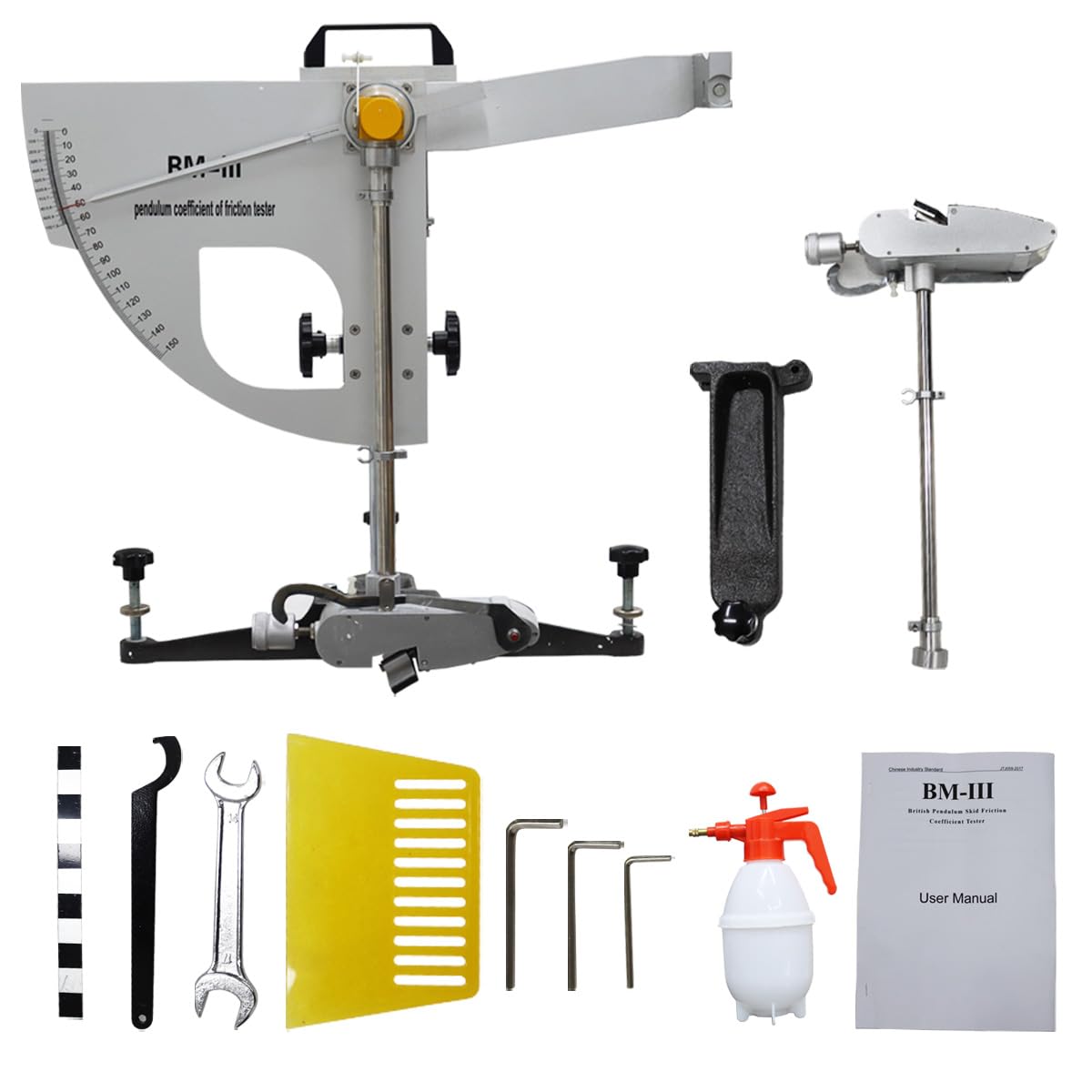 INTBUYING Portable Pendulum Skid Resistance Tester, Road Friction Coefficient Measuring Instrument, Pendulum Testing Tool for Slip Resistance