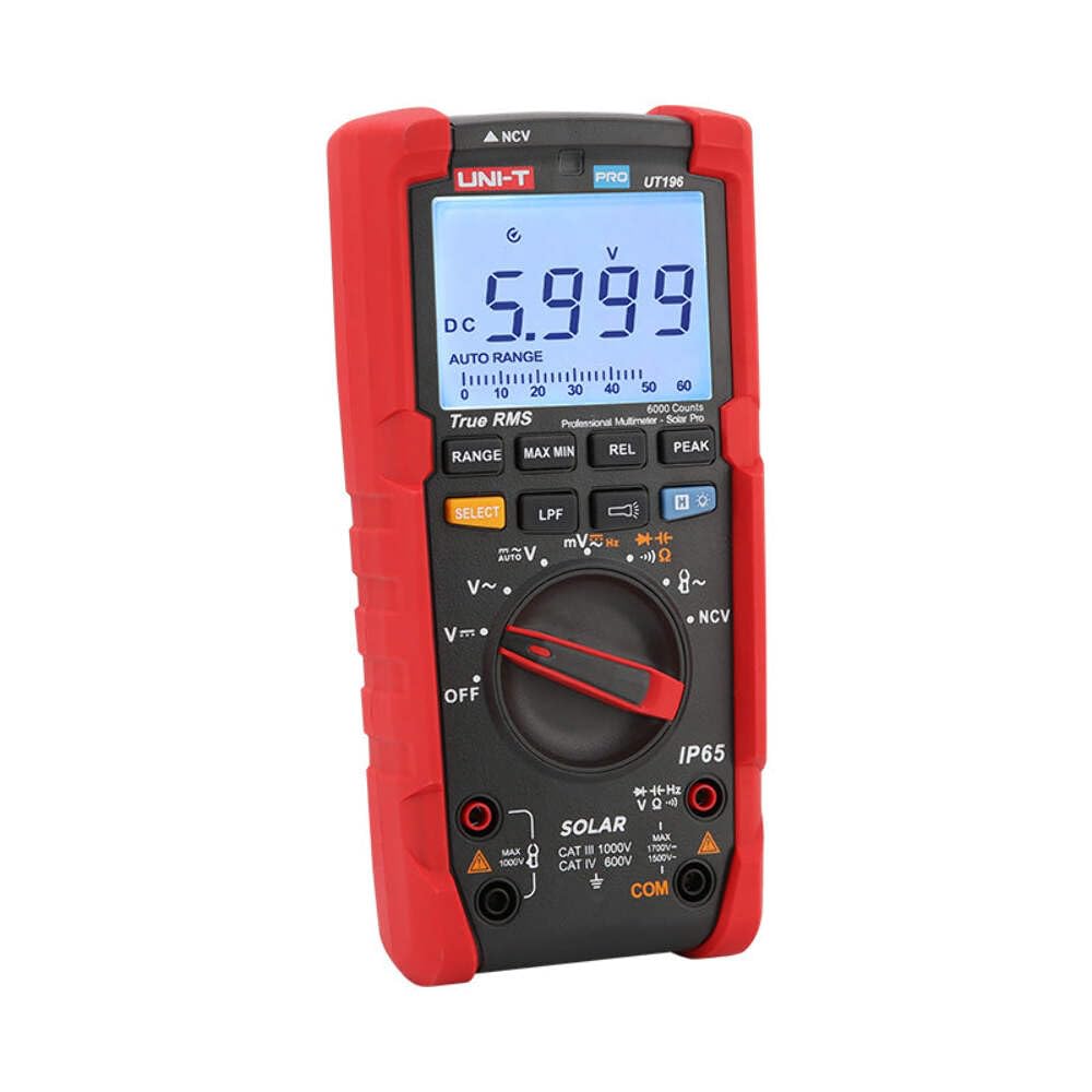 UNI-T UT196 True RMS Solar Digital multimeter for Solar Power System Maintenance 1700V DC /1500V AC, 3000A IP65 2m Drop