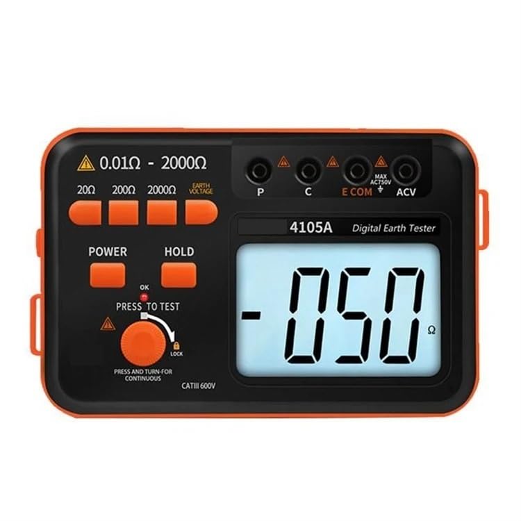 Resistance Meter, VC4105A Digital Earth Resistance Tester, Overload Protection Grounding Ohm Meter