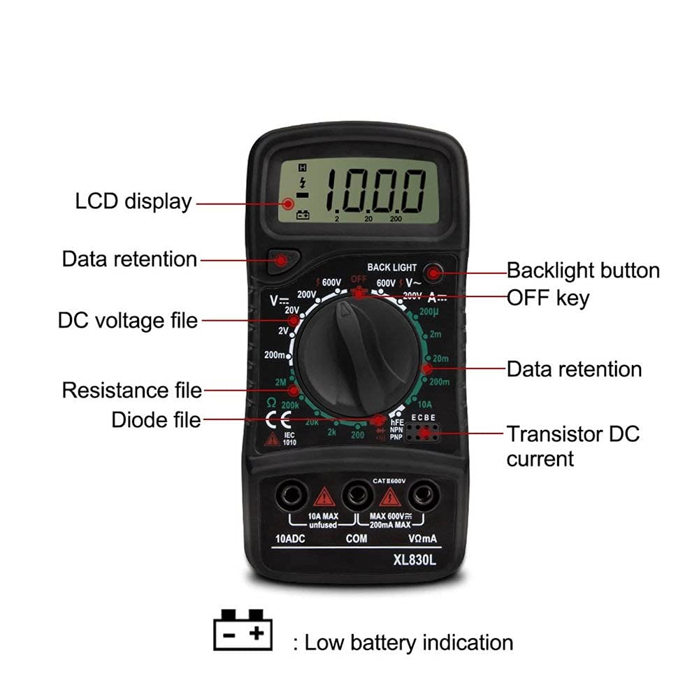 XL830L AC/DC Handheld LCD Digital Multimeter Electric Meter Tester Automotive Electronic Crystal Capacitance
