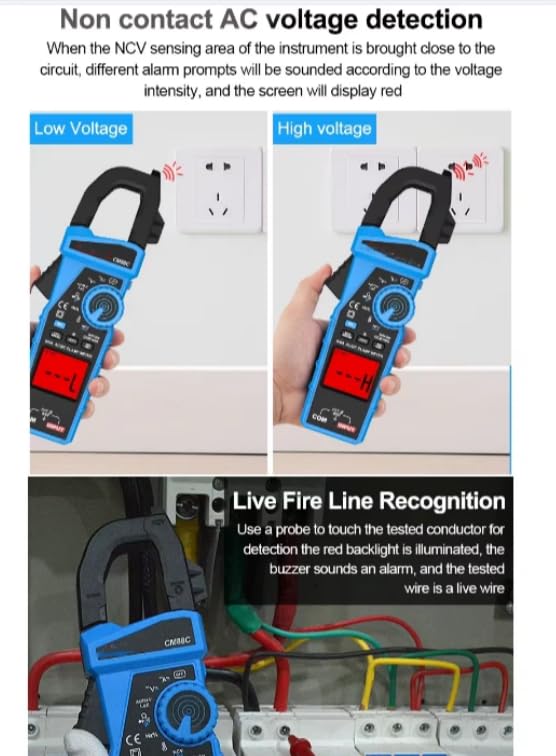 CM88C DigitalClampMeter 600AACDC CurrentTester TrueRMS AutoRange ResistanceDiodeMultimeter Tester