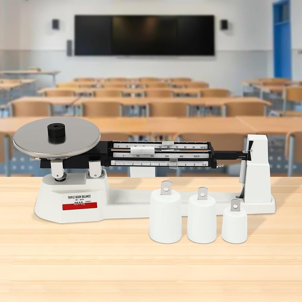 Triple Beam Balance Scale, Mechanical Lab Scale with Stainless Steel Platform and 3 Weights for Industrial Agriculture Weighing