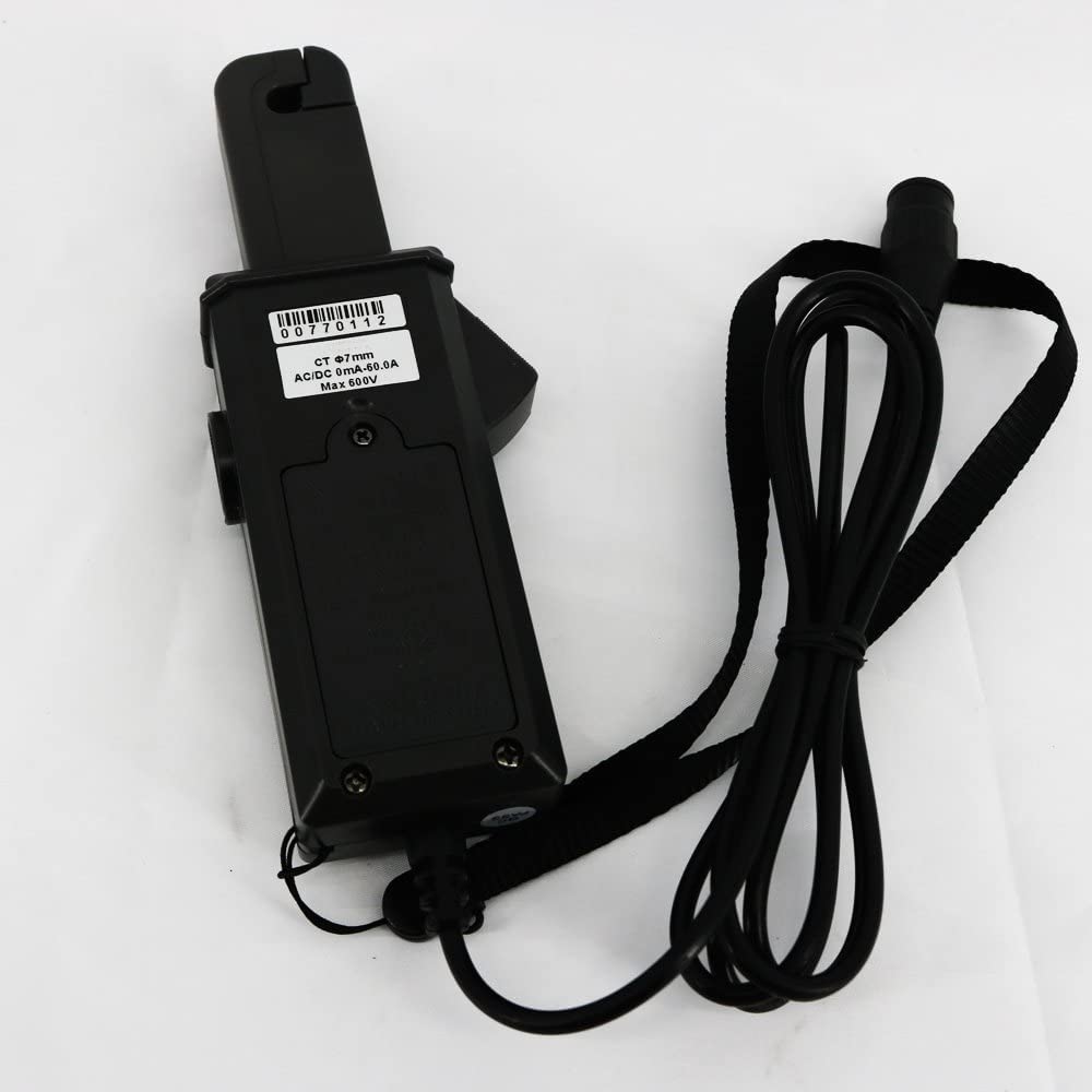High Accuracy AC/DC Clamp Leakage Current Transducer Sensor with AC/DC ClampLeakage Current Sensor Probe 0mA to 60.0ALeakage CurrentAC600V Line Voltage 7mm Clamp Size Color Grey