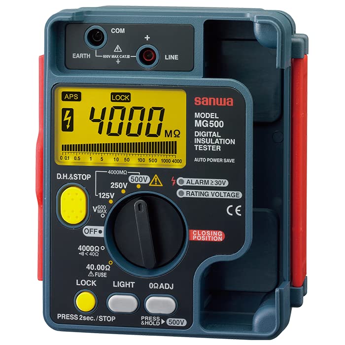 Japan Sanwa MG5000 MG1000 MG500 M53 High-Voltage Digital Insulation Resistance Tester 5000V/1000V/500V/500V Display Megohmmeter Electronic Insulation Testers(MG1000)