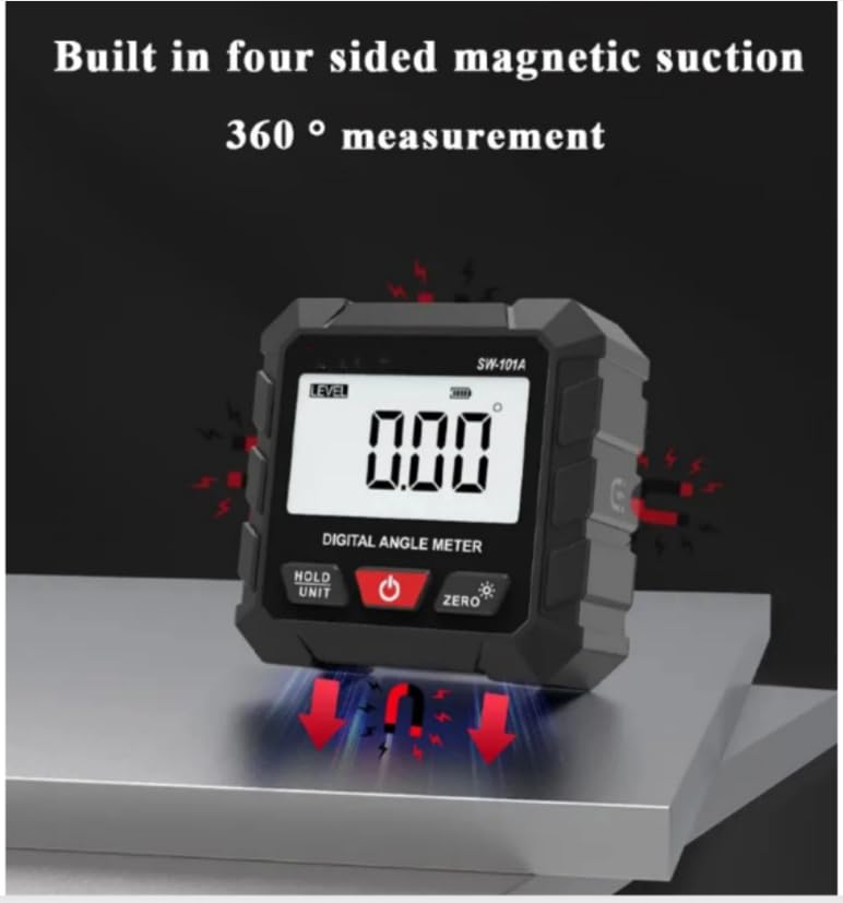 SW-101A Inclinometer Digital 4-Sided Magnetic 4x90° Angle Slope Measurement Precision Inclinometer