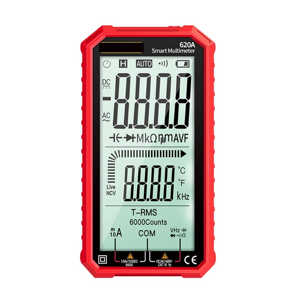 True-RMS Auto-Ranging Digital Multimeter with Amp Volt Ohm Capacitance Continuity Temperature Frequency Diode Tests