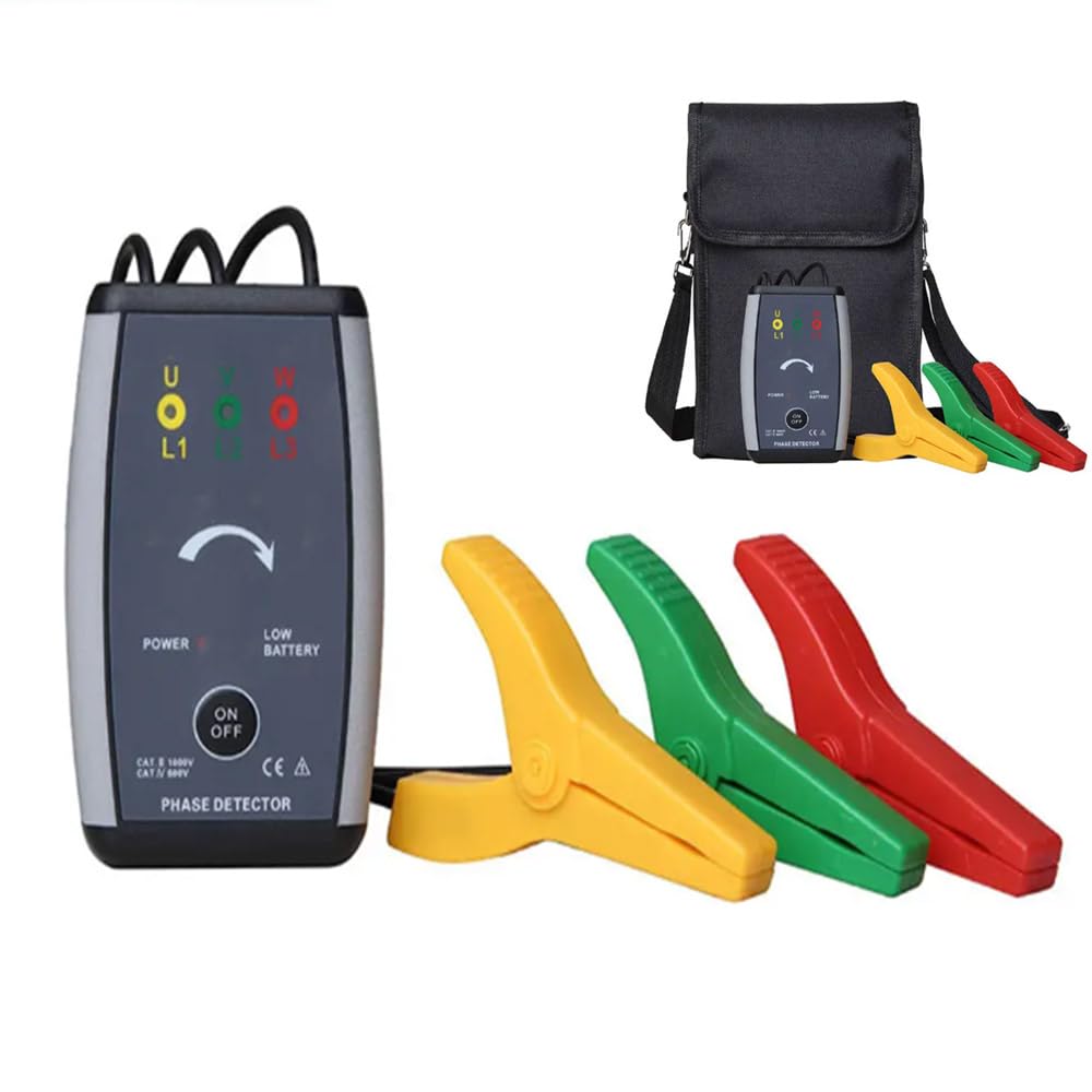 Non-Contact Phase Sequence Meter Handheld 3 Phase Sequence Tester Phase Tester with Active Power Range AC 70~1000V Frequency 50Hz/60Hz Automatic Identification for Live line Inspection