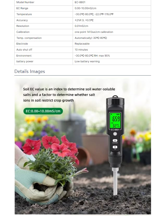 2 in 1 EC-8801 Digital Waterproof EC/Temp Test Meter EcTester