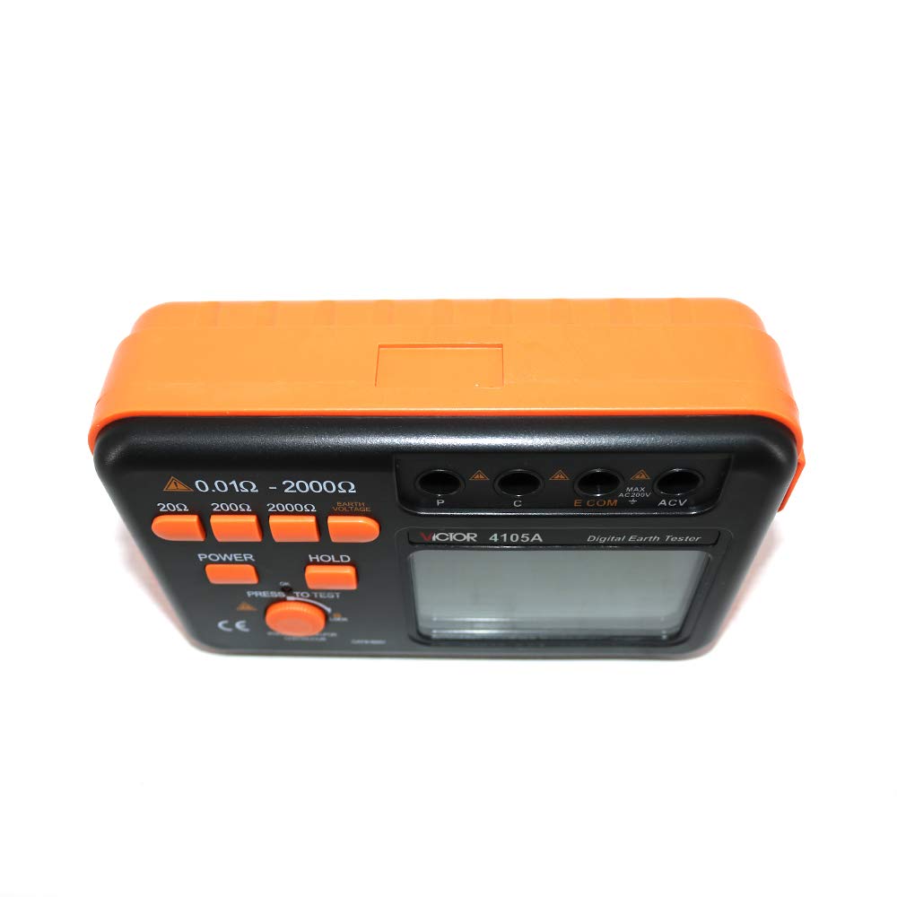 Victor 4105A Digital LCD Ground Earth Resistance Tester Meter Current 200V Tester VC4105A Digital Earth Ground Resistance Tester Meter Resistivity Tester Earth Electrical Meter 20Ω-2000Ω