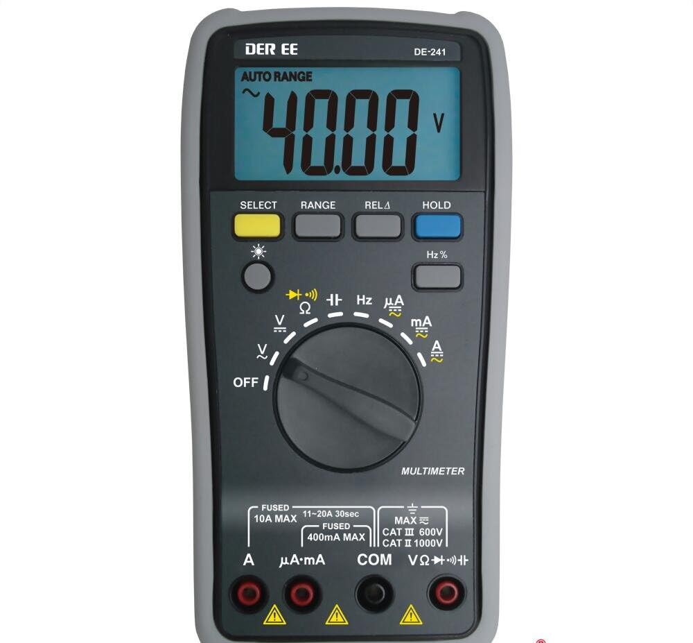 Taiwan Quality DER EE DE-241 DMM Digital Multimeter DCV ACV Resistance Diode Buzzer Digits 4000 Counts Display Multi Tester Volt Meters and RMS multimeters