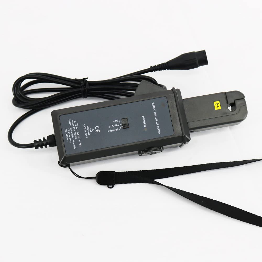 High Accuracy AC/DC Clamp Leakage Current Transducer Sensor with AC/DC ClampLeakage Current Sensor Probe 0mA to 60.0ALeakage CurrentAC600V Line Voltage 7mm Clamp Size Color Grey