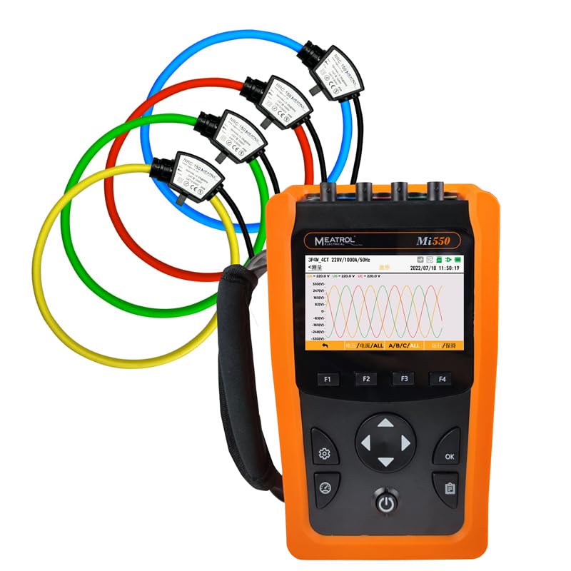 Handheld Energy Logger Flexible CTs Power Quality Analyzer Electrical Energy Analyser Mi550 +NRC100 Coils（Measurement Range: 10A-1000A, Inner Diameter 100mm）