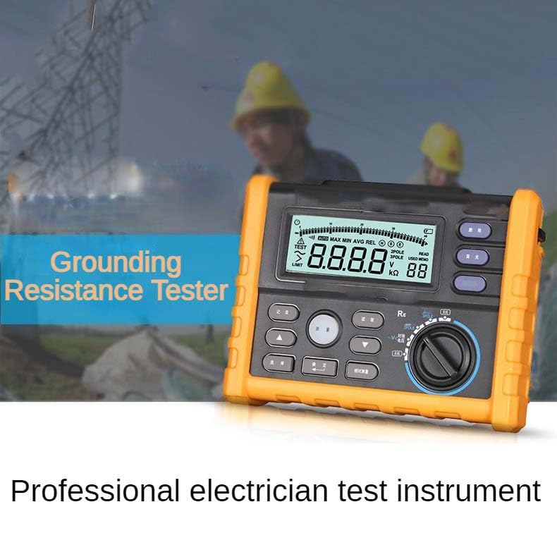 Ground Resistance Tester Digital Multimeter with 2/3-Wire Measurement AC/DC for Electrical Engineering, Lightning Protection, Power Grid, Construction Site Testing