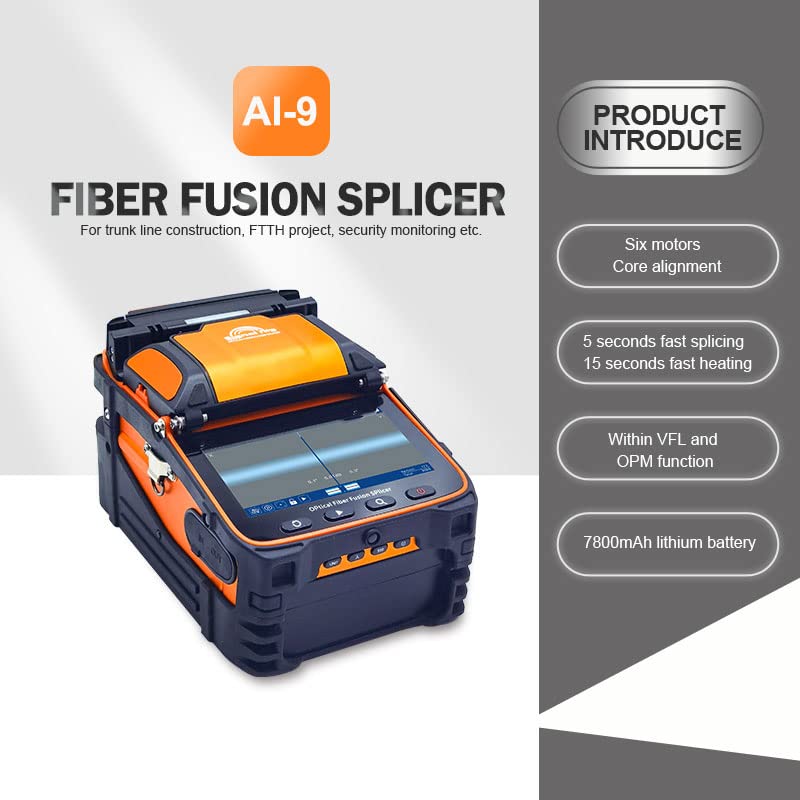 Signal fire AI-9 Optical Fiber Fusion Splicer AI 9 Fusion Splicing Machine 6 Motors Optical Fiber Welder Splicing Machine Built in OPM VFL