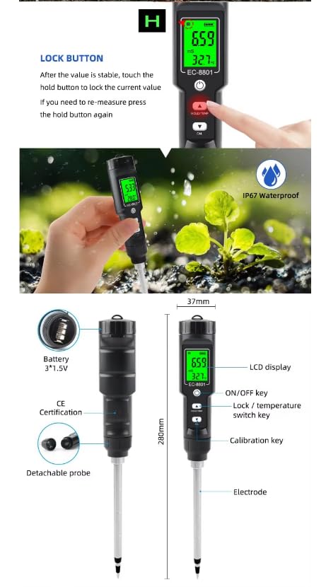 2 in 1 EC-8801 Digital Waterproof EC/Temp Test Meter EcTester