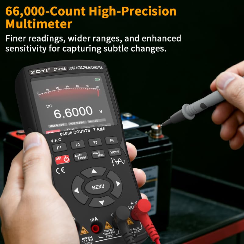 ZT-706S 3-in-1 Oscilloscope Multimeter, 50MHz Bandwidth, 66000-Count Display, 10M Signal Generator, Electrician Repair(ZT-706S)