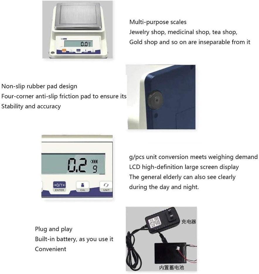 White Electronic Scales Electronic Balance Lab Scales Precision Digital Jewelry Scale Backlit Stainless Steel(610g/0.01g)