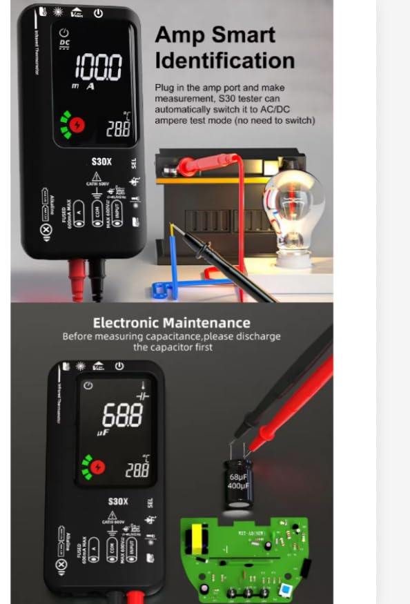 S30X AutoRange DigitalMultimeter ElectricianTool, BLACK