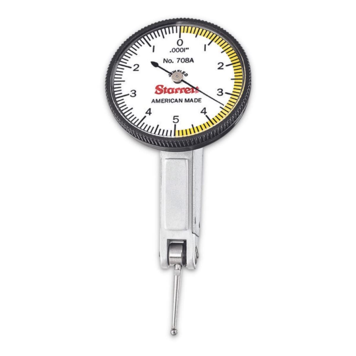 Starrett Dial Test Indicator, 1-9/16" Dia, .0005" Graduation, .030" Range