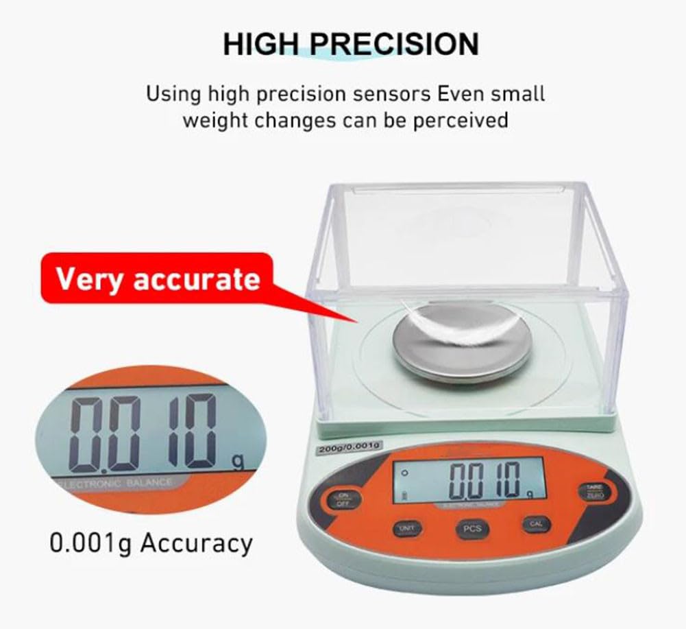 0.001g Digital LCD Laboratory Analytical Balance Precise Jewelry Electronic Scale100g/200g/300g/500g Food Kitchen Scales(100g)