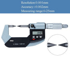 AAGAZA Electronic Outside Micrometer, 0-25mm Digital Point Double Tip Micrometer, Gauge Meter 0.001mm Thickness Measuring Gauge Tools, Carbide Tips/378